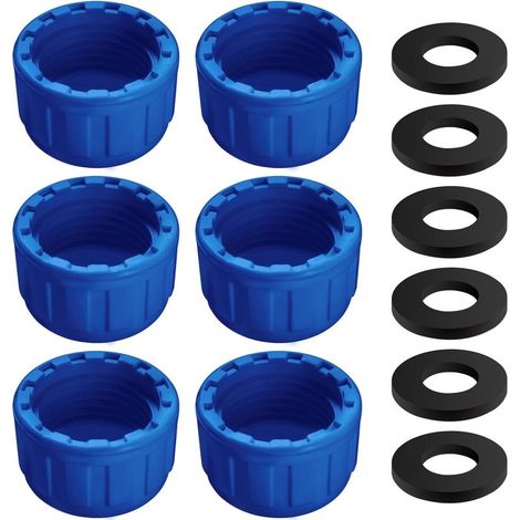 6 Pièces G1/2 Bouchon Fileté en PVC, Siphon Tuyau Bouchon d'obturation, Connecteur de Tuyau Rond Femelle en PVC, avec Rondelle en Caoutchouc, pour Sceller Les Joints Les Tuyaux Fin (1/5)