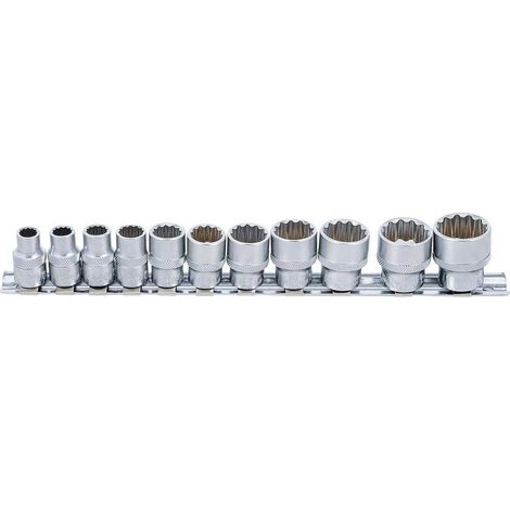 Jeu de Douilles 3/8 10 mm - 11 pcs, Douze Pans - Précision et Robustesse, Chrome-Vanadium, Pro - D-Work