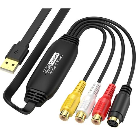 Enregistreur vidéo VHS vers USB 2.0 - Convertisseur de Carte d'enregistrement Audio vidéo pour VHS, magnétoscope, caméscope, DVD et Plus Encore (1/5)