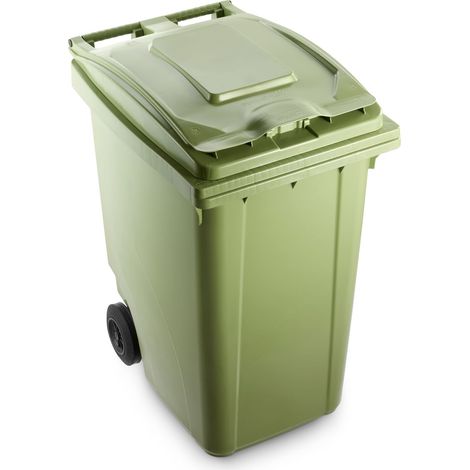 Bidone carrellato per raccolta differenziata 360 litri - Verde chiaro - Mobil Plastic