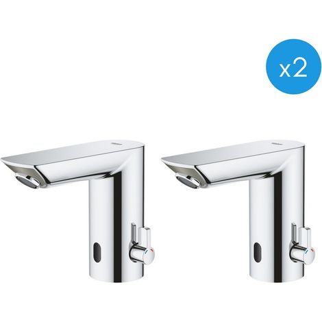 Grohe Bau Cosmopolitan E Set di 2 miscelatori lavabo a infrarossi 1/2″ con limitatore di temperatura regolabile, Cromo (36451000-DUO)