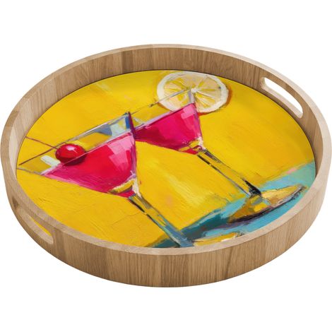 BANDEJA Vasos - Cóctel - Limón - Cereza 40x40 cm
