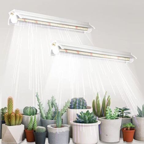 Lampade T5 per la coltivazione di piante da interno, confezione da 2 (10W x 2), 42 cm, LED a spettro completo con riflettori per piantine, lampade per la coltivazione da posizionare su mensole. (1/4)