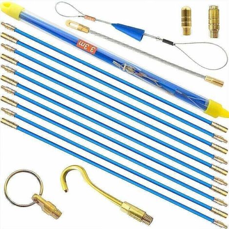 Kit d'installation de câbles électriques rétractables en fibre de verre, 33 cm x 10 pièces, avec étui en plastique (1/4)