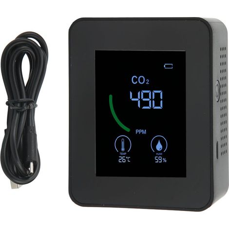 Détecteur De Dioxyde De Carbone - Capteur Infrarouge - Température Et Humidité - Moniteur Qualité De L'air Pour Maison Bureau - 1 Pièce (1/5)