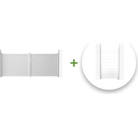 Pack portail battant EIGER 400x160cm + Portillon EIGER 100x160cm Blanc (1/5)