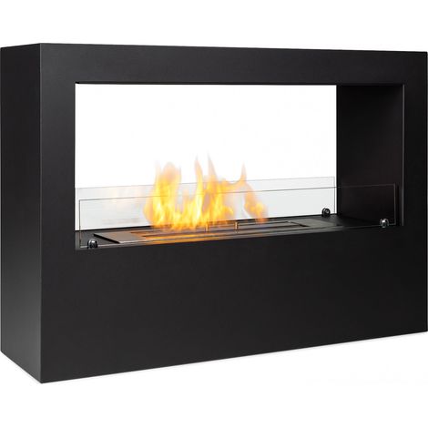 Blumfeldt – Cheminée bioéthanol moderne – Brûleur inox 3L – Durée de combustion 6h – Dimensions 100x70x30cm – Housse de pluie incluse (1/2)