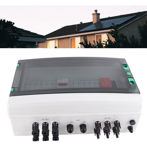 Boîtier de combinaison photovoltaïque solaire à 6 chaînes DC500V, fusible 10A, parafoudre, disjoncteur DC 63A, parafoudre et connecteur solaire, étanche IP66, convient aux systèmes de panneaux solaire (1/5)