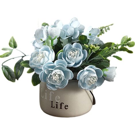 Bardusch-Bouquet de Roses et d'Hortensias Artificiels avec Petit Vase en Céramique - Sans Entretien, Décoration Élégante pour Salon et Chambre (1/5)