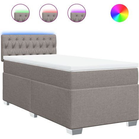 Maison Exclusive - Cama box spring con colchón tela gris taupe 90 (1/5)