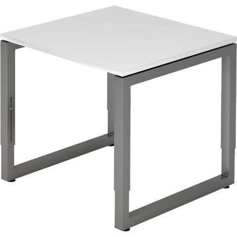 bümö Schreibtisch Serie-R Quadrat: 80 x 80 cm  Weiß Graphit