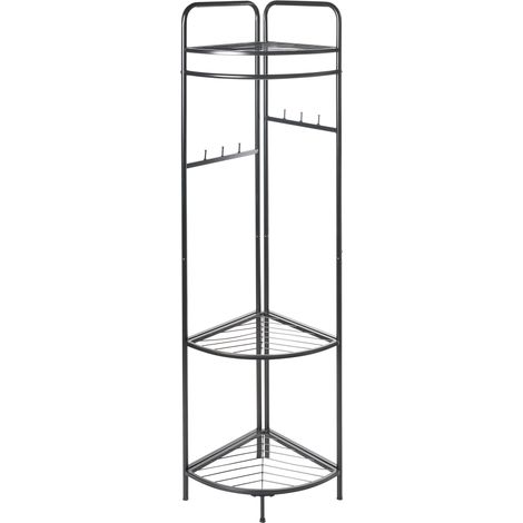 Clothes Rack Black Steel Metal 160 cm Freestanding Germant Rail Stand with Shelves Glam Industrial LAWTON