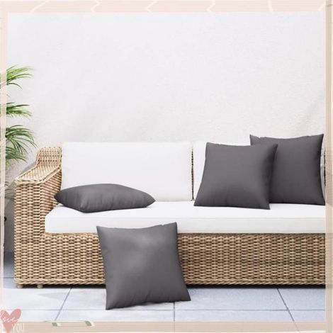360381 Coussins de canapé lot de 4 anthracite 50x50 cm tissu (1/5)