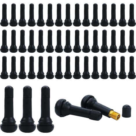50 Pièces Valve Pneu Voiture TR414,Valve Tubeless Caoutchouc Pneu à Vide,Convient pour Voitures Motos Vélos Etc(Noir) (1/5)