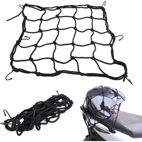 40x40cm 6 crochets filet élastique noir pour casque moto bagages charge (1/5)