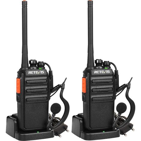 Talkie Walkie Longue Portée, PMR Radio 16 Canaux, Rechargeable avec Oreillette pour Cadeaux, Famille, Randonnée, Talkie Walkie Enfants Soins de Santé (Noir, 1 Paire) (1/5)
