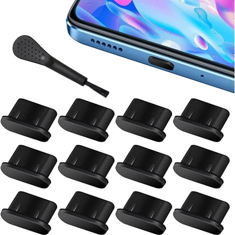 Pack of 12 silicone dust caps for Type-C charging ports with cleaning brush for all Type-C smartphones and tablets (1/5)