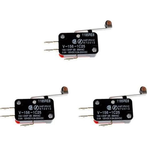 Mini Interrupteur - Levier A Rouleau Charniere Longue - SPDT 1 NO 1 NC - 15 A 125 250 V AC - 0 6 A 125 V DC - 3 Unites (1/3)