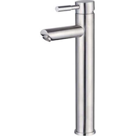 Rubinetto singolo per lavabo freddo, rubinetto per lavabo da bagno a foro singolo in acciaio inox, nichel spazzolato