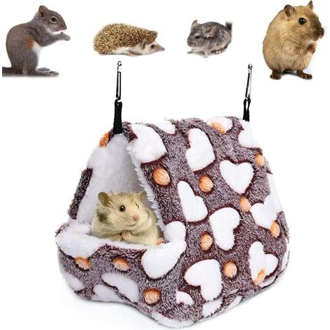 Hamac Nid pour hamster, furet, lapin, cochon d'Inde, rat, souris, écureuil, animal domestique, jouet chaud pour oiseau, mini maison à suspendre café (17 x 15 cm)