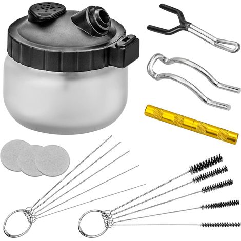 Nettoyage à Aérographe Kit Nettoyage Aérographe Outils Comprenant 1 Pot de Nettoyage pour Aérographe 5 Brosses en Nylon 5 Aiguilles en Acier Inoxydable 1 Aiguille de Lavage (1/5)