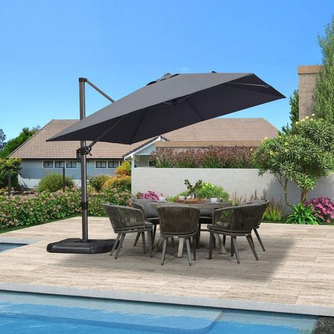 Purple Leaf – Parasol déporté 3 × 3 m en aluminium – Protection UV 50+ – Inclinaison réglable sur 5 niveaux – Rotation 360° pour ajustement facile (1/5)
