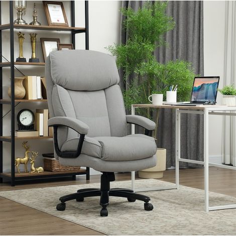 Silla escritorio alta giratoria de oficina gris claro OKMYHOME (1/4)