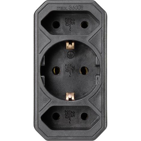 Basetech 1595908 1 Stück Steckdosen-Verteiler Schwarz (1/3)