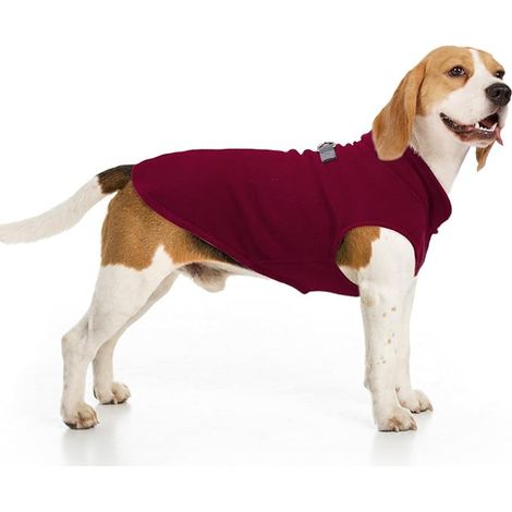 Gilet d'hiver en polaire pour chiens avec anneau en D et laisse pour temps froid manteau à capuche pour chiens garçon ou fille rouge