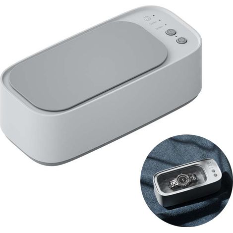 Nettoyeur Ultrasons Gris, Machine Compacte pour Lunettes, Bijoux, Montres, Dentiers, Lentilles, Nettoyage Profond et Silencieux à la Maison (1/5)