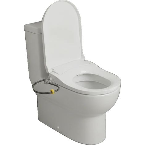 Asiento de inodoro con bidé no eléctrico, doble boquilla, presión de agua ajustable, manguera de 60 cm de longitud, dimensiones 48 cm x 35 cm, compatible con inodoros alargados. (1/5)