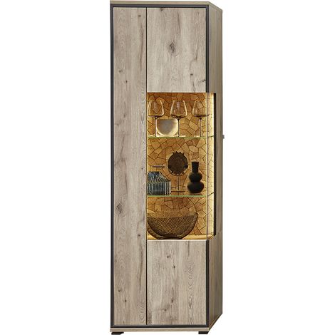 Vitrine 60cm, Eiche mit schwarz, RINGSTED-55 (1/5)