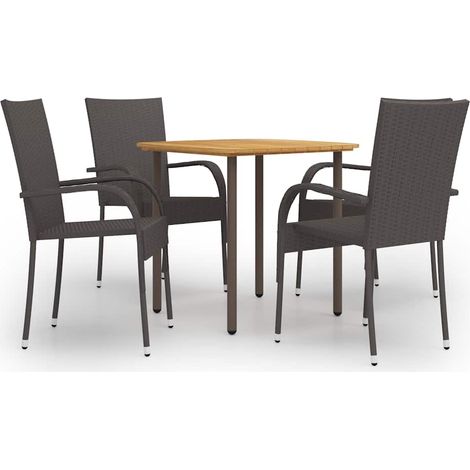 Ensemble Table et Chaise de Jardin - Ensemble de salle à manger de jardin 5pcs Résine tressée Marron BV154267 - BonneVie (1/5)