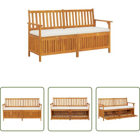 vidaXL Gartenbank - Truhenbank mit Kissen 148 cm Massivholz Akazie (1/5)