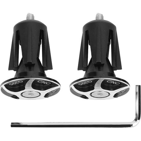 2PCS Bouchons de Guidon en Alliage d'Aluminium pour Vélo, Pièces de Rechange G395 Noir (1/5)