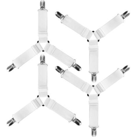 FENOPLASTICALot de 4 draps-housses triangulaires élastiques avec sangles réglables pour literie, couvre-matelas et canapé (1/4)