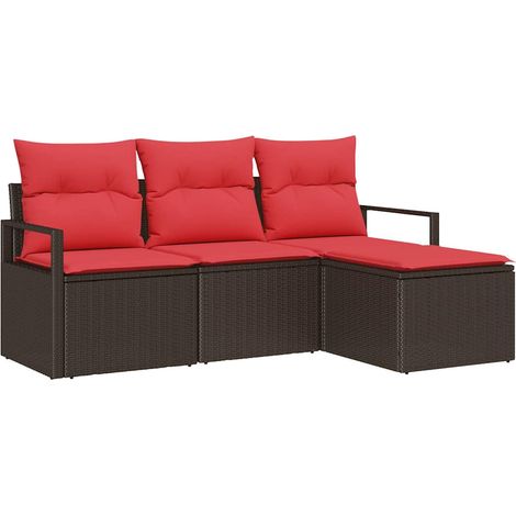 Maison Exclusive - Sofa Set 4 pcs Braun Poly-Rattan