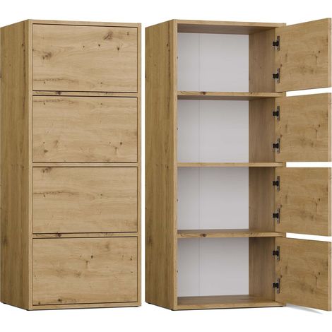 ALMA - Cómoda alta de almacenamiento con 4 puertas con apertura tip-on - Artesanía
