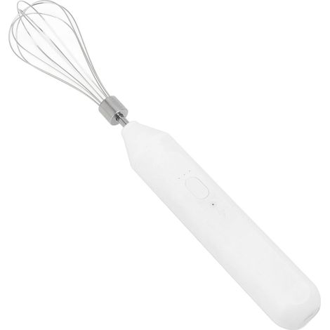 Tragbarer elektrischer Schneebesen, USB-aufladbar, kabelloser Milchaufschäumer mit Edelstahl-Schneebesen, weiß (1/5)