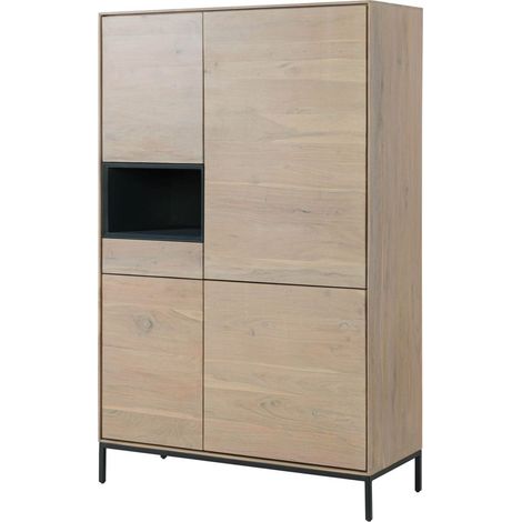 Highboard Akazie 111x45x175 grau-weiß geölt CHICAGO 09