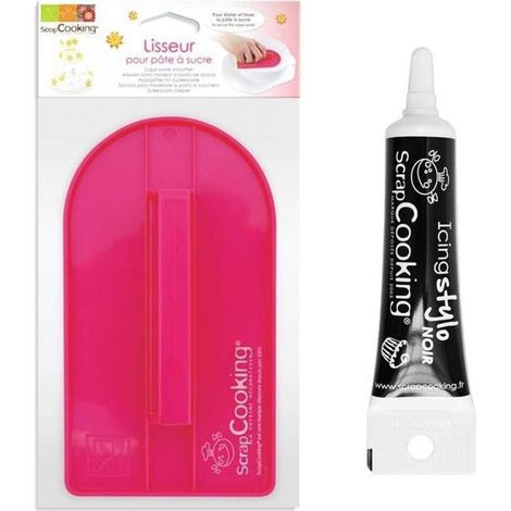 Lisseur pâte à sucre + Stylo de glaçage noir