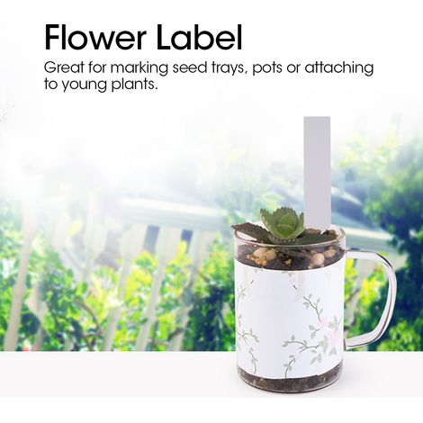 100 étiquettes blanches en plastique pour graines de plantes, marque-pots de jardin. (1/5)