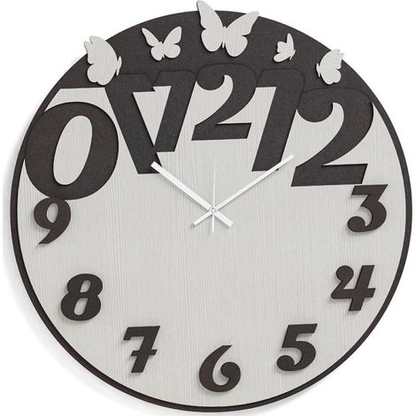 Orologio rotondo moderno D30 BUTTERFLY in legno laminato RSN