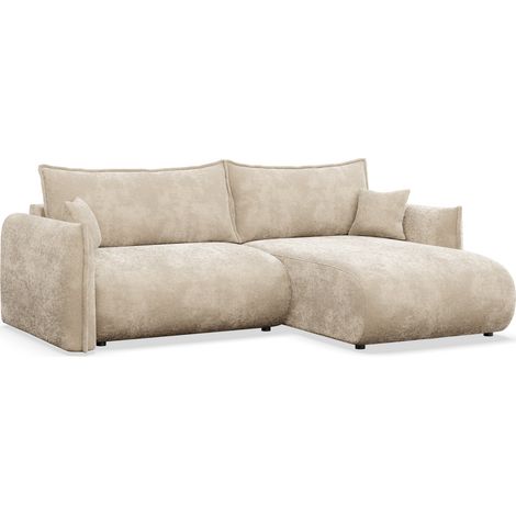 Selsey Cushi – Ecksofa mit Schlaffunktion, Ottomane rechts, Beige-Chenille (1/5)