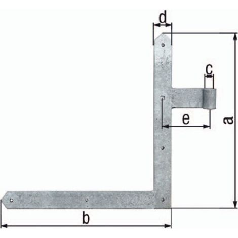 GAH Alberts  Bisagra de  puerta en  ángulo 400x600x40x105mm  STA galvanizado  amarillo, inferior  izquierdo 5mm  - 313111 (1/2)