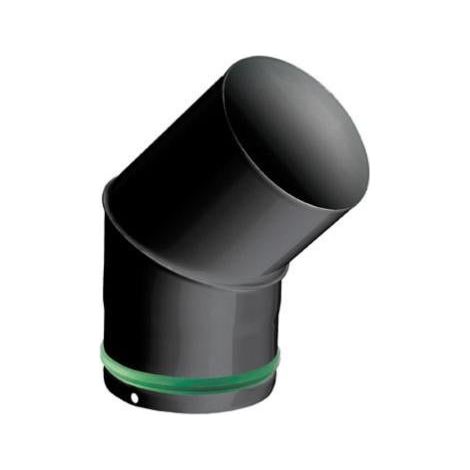 Coude 45° pour évacuation des fumées – Acier émaillé 0,7 mm – Joint viton pour étanchéité – Ø80 mm – Noir mat – Isotip Joncoux
