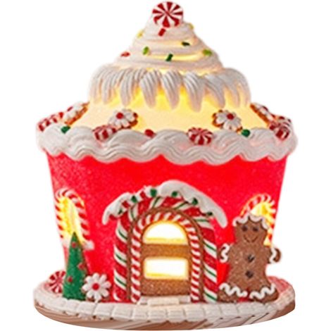 Decoración iluminada de cerámica con forma de casa de postres - Modelo B