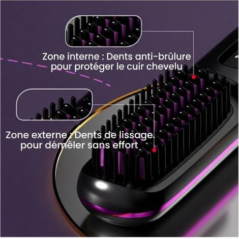 Brosse pour Cheveux Courts Brosse, Lissante Rechargeable Portable, Un Volume Coiffe en 2 Minutes (Noir) (1/5)