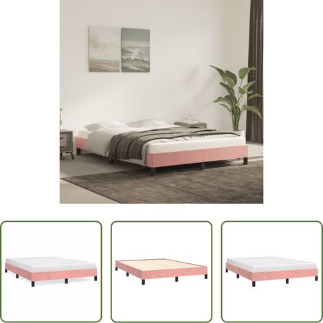vidaXL Sommeil confortable - Cadre de lit sans matelas rose 140x190 cm velours (1/5)