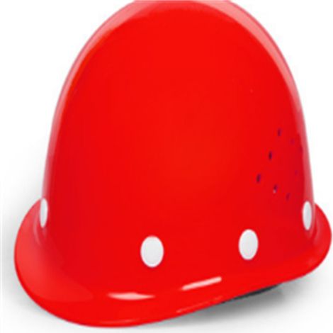 Casque de sécurité rouge, casque en ABS épais, respirant et résistant aux chocs pour les chantiers de construction, casque de sécurité en fibre de verre pour le génie civil. (1/4)